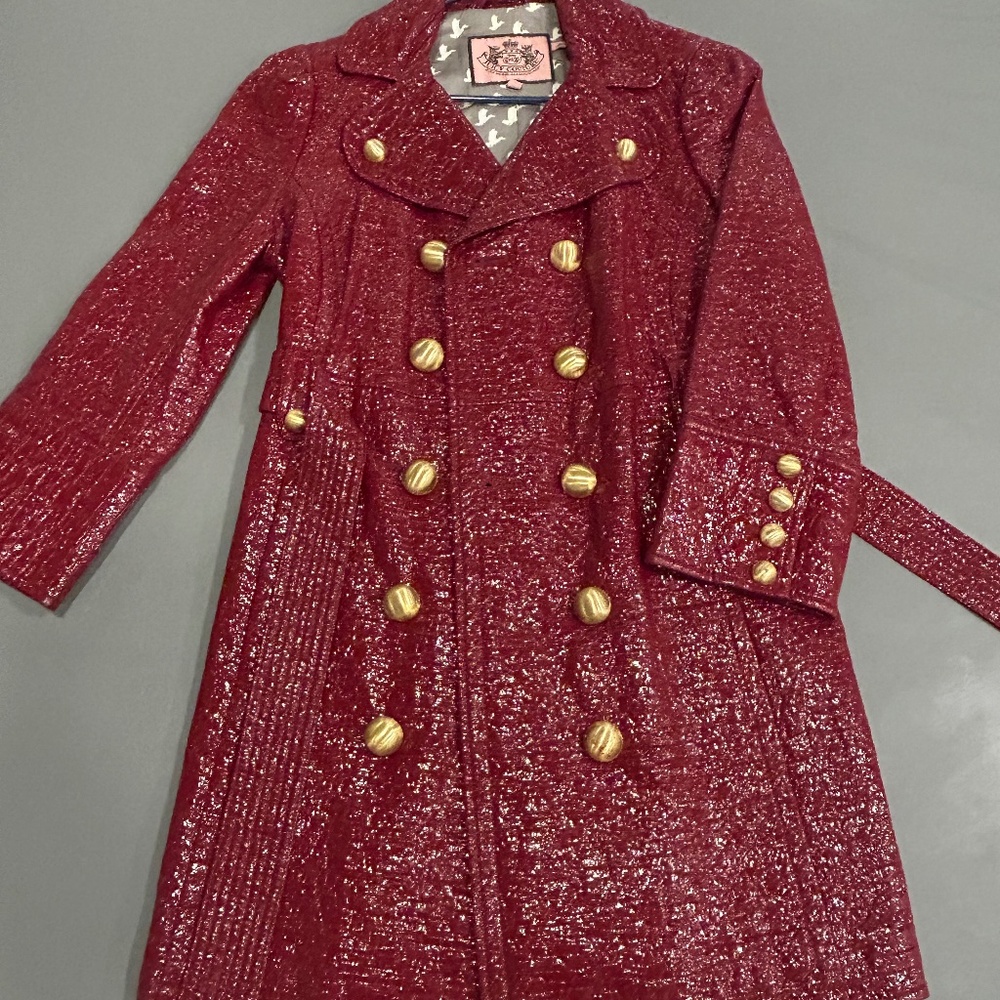 Vintage Juicy Couture Red Faux Snakeskin Trench Coat